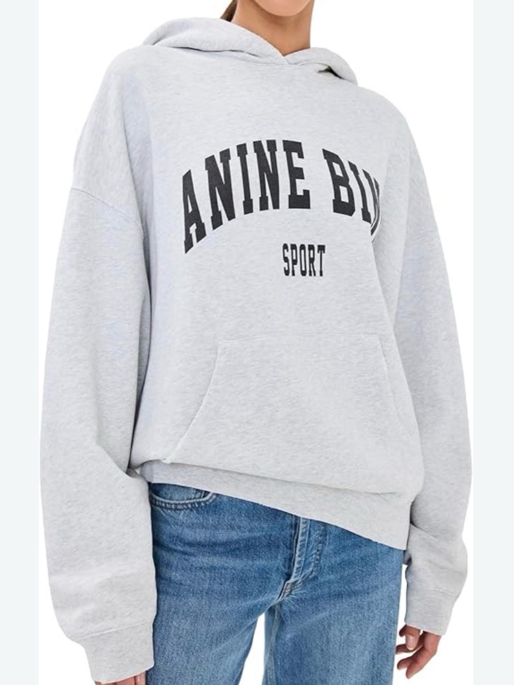 Anine Bing Light Gray Logo Hoodie